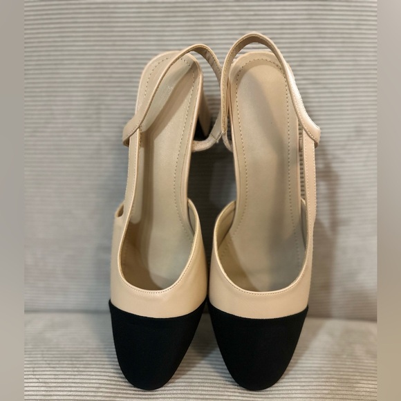 NEW Elegant Cream and Black Slingback Heels - size 12 (EU 44) - Picture 3 of 8